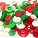 Green, Red & White Buttons in Mixed Sizes - 100g Bag